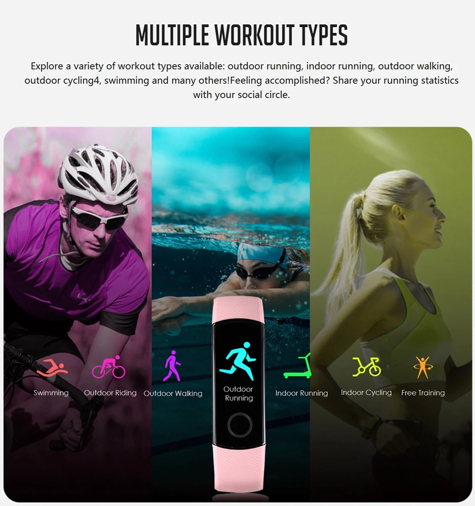 Оригинальные Смарт-часы huawei Honor Band 4, браслет Touchscree Amoled, цветной, 0,95 дюймов, Водонепроницаемый Фитнес-браслет, монитор сердечного ритма