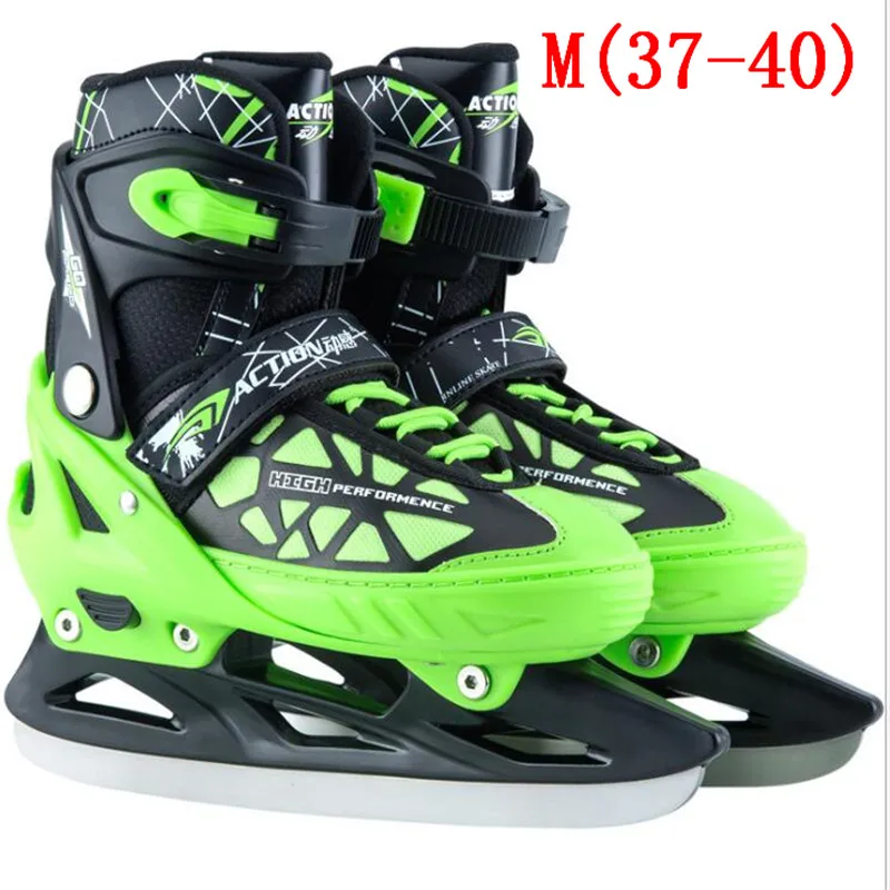 short blade M green Professional Ice обувь для Скейтборда для взрослых детей скорость конькобежный спорт обувь короткие/длинные трек лезвие нож Хоккей обувь - Цвет: short blade M green