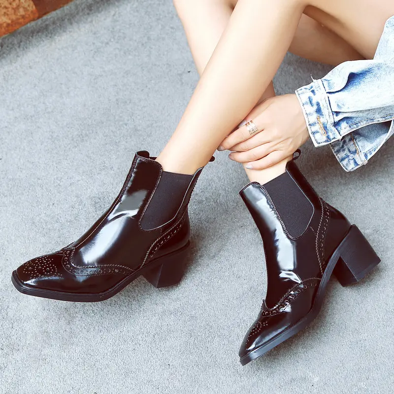 Модные Винтажные Роскошные полусапожки из натуральной кожи женские ботильоны с