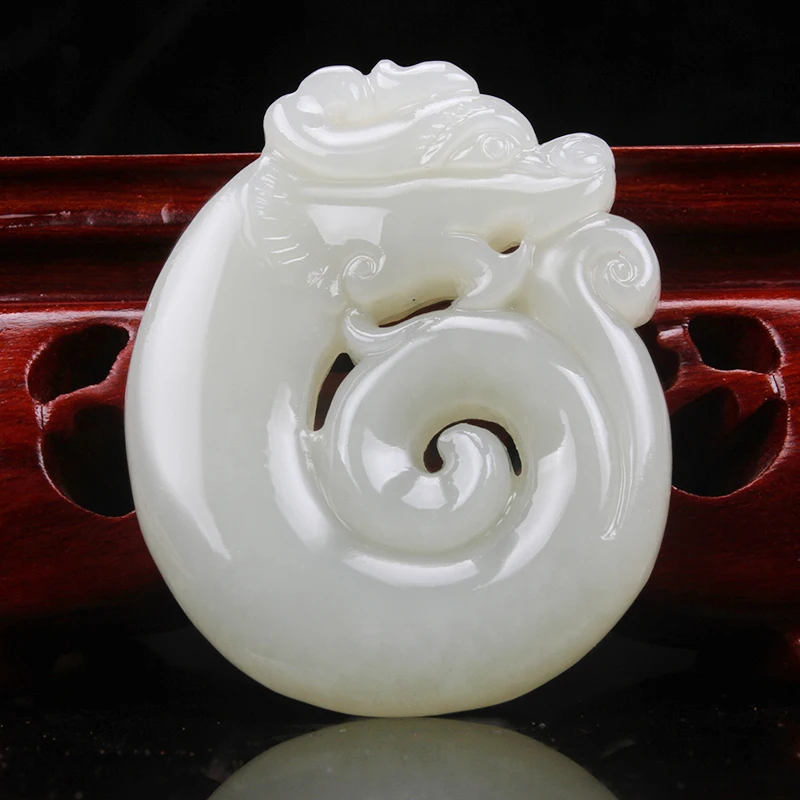 

KYSZDL Natural Xinjiang white stone pendant stone dragon pendant necklace fashion jewelry wholesale FREE ROPE X5206