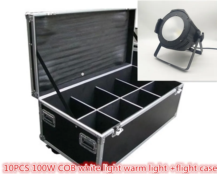 Чехол для полета + 10 шт. Новый 100 Вт COB LED Par свет холодный белый и теплый DJ DMX Led Луч
