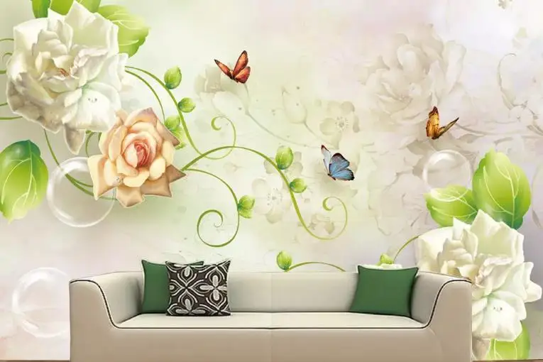Пользовательские 3d стереоскопические обои рельефные цветы Настенные для