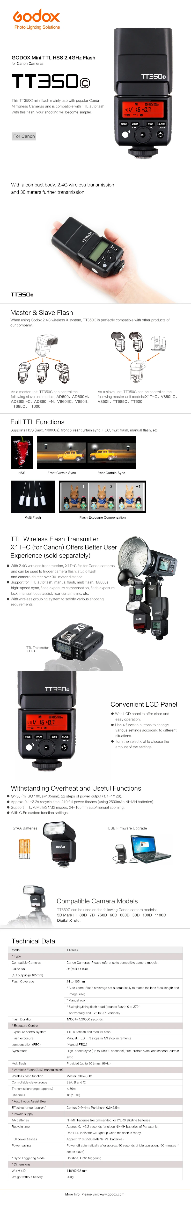 Godox Мини Вспышка TT350 вспышка камеры 2,4G HSS 1/8000 s ttl HSS GN36 для Canon Nikon sony Olympus Panasonic Fujifilm+ подарки