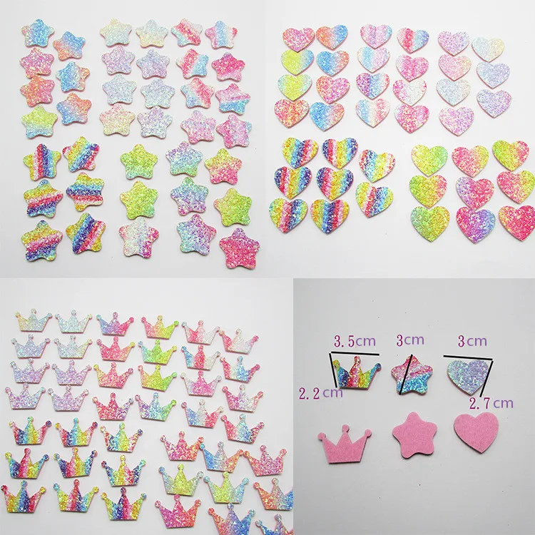 20 шт. блестящие радужные накладки корона сердце звезда градиентные аппликации