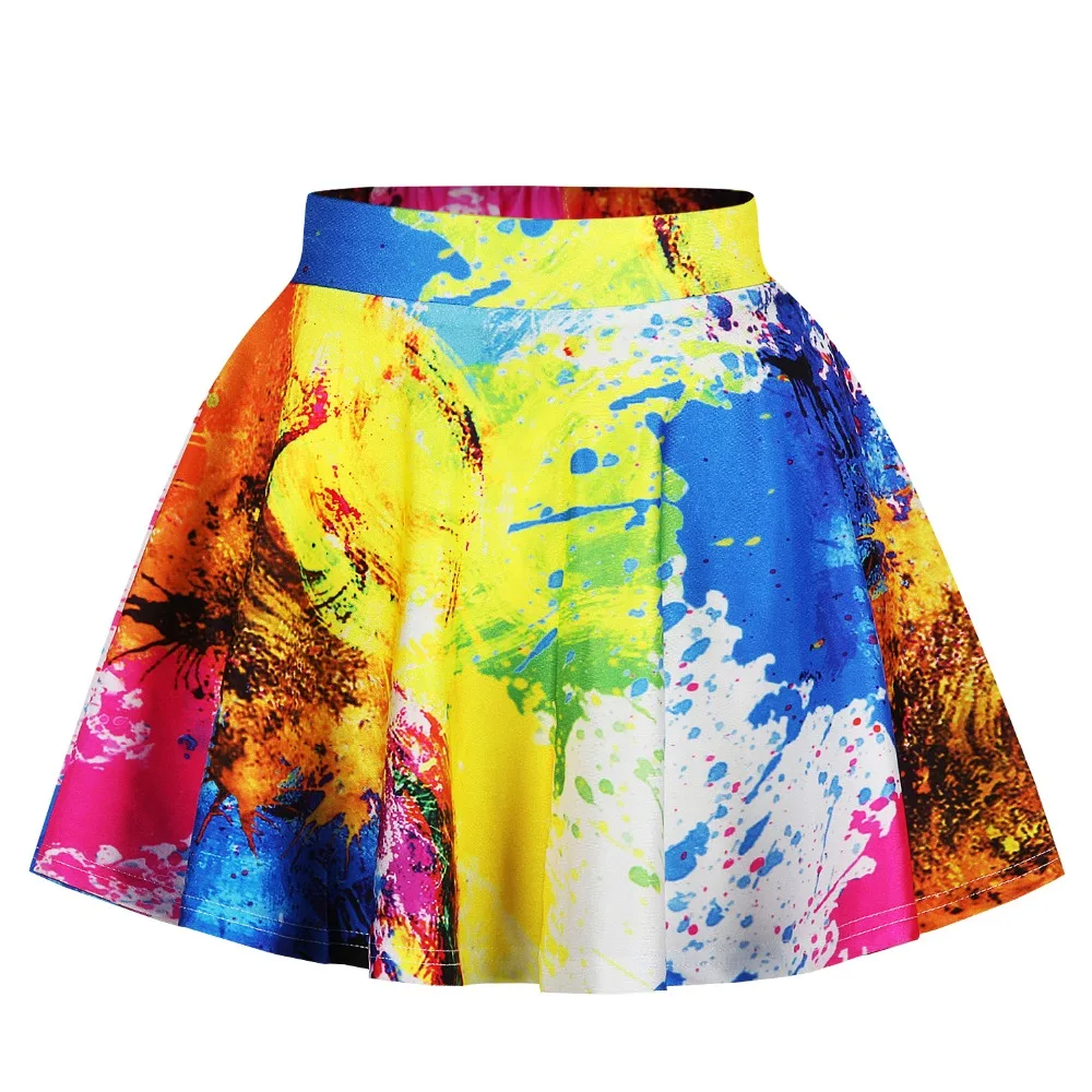 Женская летняя бальная юбка разноцветная с эластичным поясом и 3D Цифровым