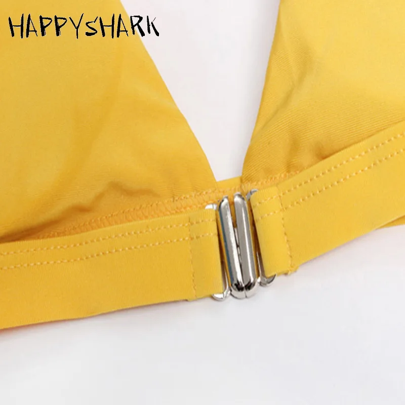 HAPPYSHARK 2018 New Brazilian Bikinis Set Women Cobblestone Printed Swimsuit High Cut Thong Biquinis Yellow Swimwear |