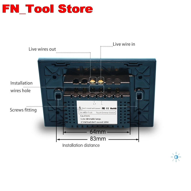 Стандарт США диммер с дистанционным управлением Хрустальное стекло 1 комплект