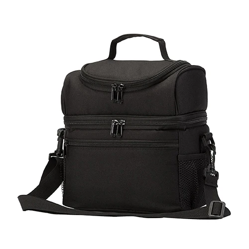 Black Bag Двухслойная изоляционная сумка-холодильник с кубиками для обеда, большая емкость, контейнер для еды, Термосумка, органайзер на молнии, посылка, аксессуары - Цвет: Black Bag