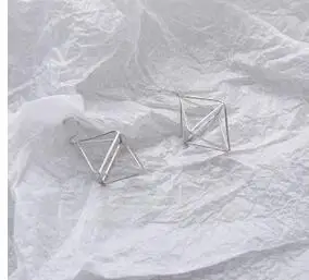 large 005 silver Европейский и американский минималистичный панк Комплект сережек для женщин геометрические 3D треугольные полые многоугольные Серьги Brincos вечерние ювелирные изделия - Окраска металла: large 005 silver