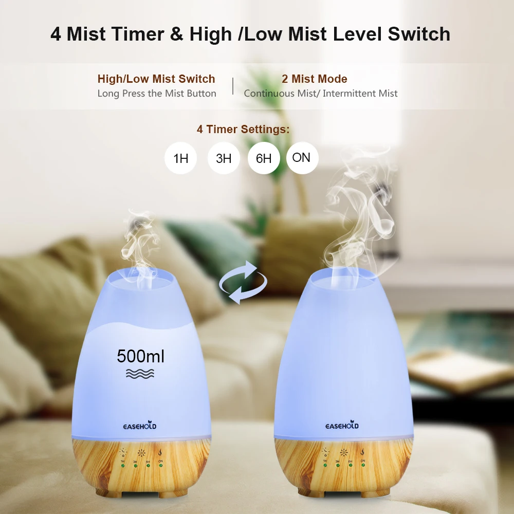 Электрический ультразвуковой увлажнитель воздуха диффузор эфирного масла 500 мл 7