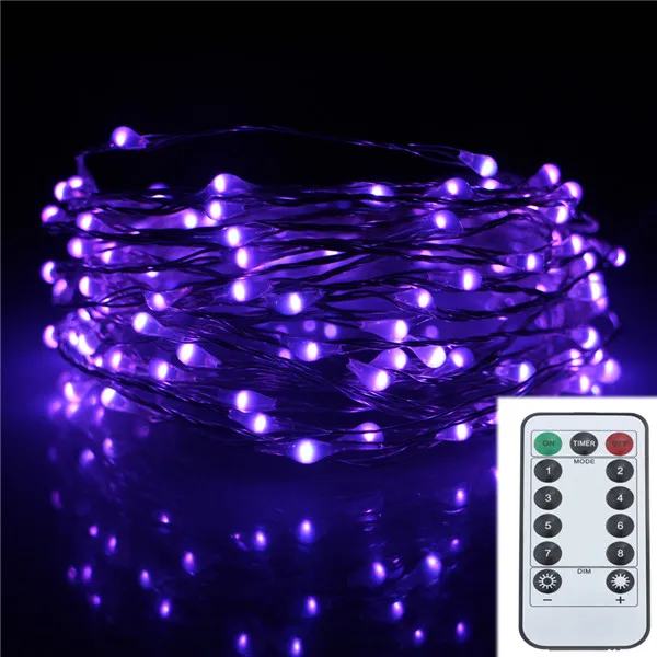 Purple 6 м 120 светодиодный 8 режимов Серебряный провод 3AA на батарейках рождественские гирлянды наружный светодиодный гирлянда для украшения свадьбы - Испускаемый цвет: Purple