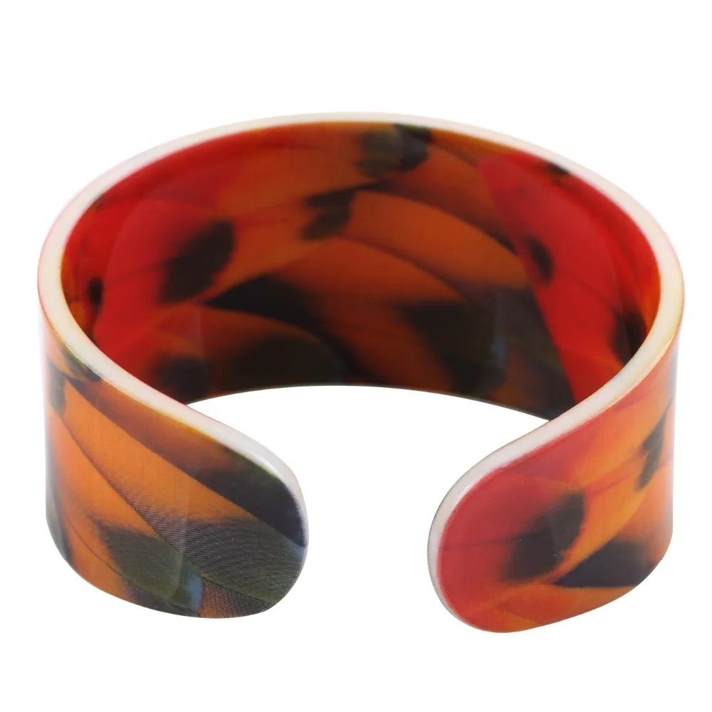 Bonsny акриловый милый красочный узор птица браслет перо новости 2017 ювелирные