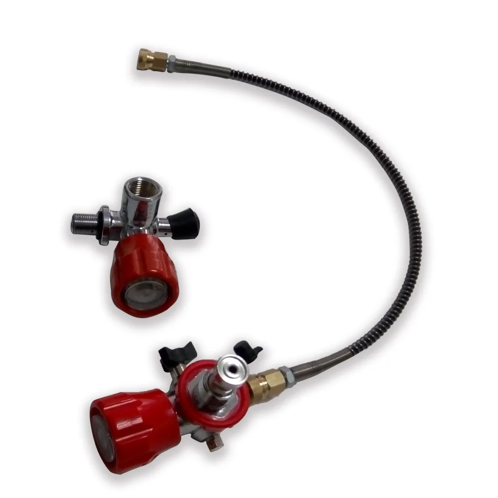 Günstig AC101 Luft Nachfüllen Adapter Für PCP Gewehr/Pistole Paintball/HPA Tank Sicherheit Ventil Mit Füllen Station Gewinde M18 * 1,5 Mit Schlauch