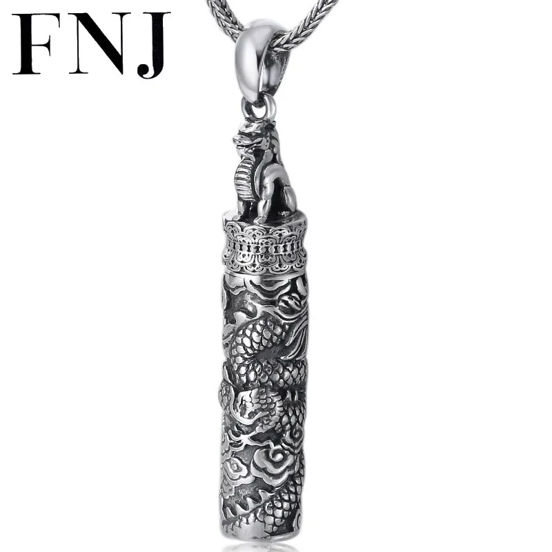 

FNJ 925 Silver Gawu Box Pendant Lucky Dragon Hang 100% Original Pure S925 Thai Silver Men Pendants for Women Jewelry Making