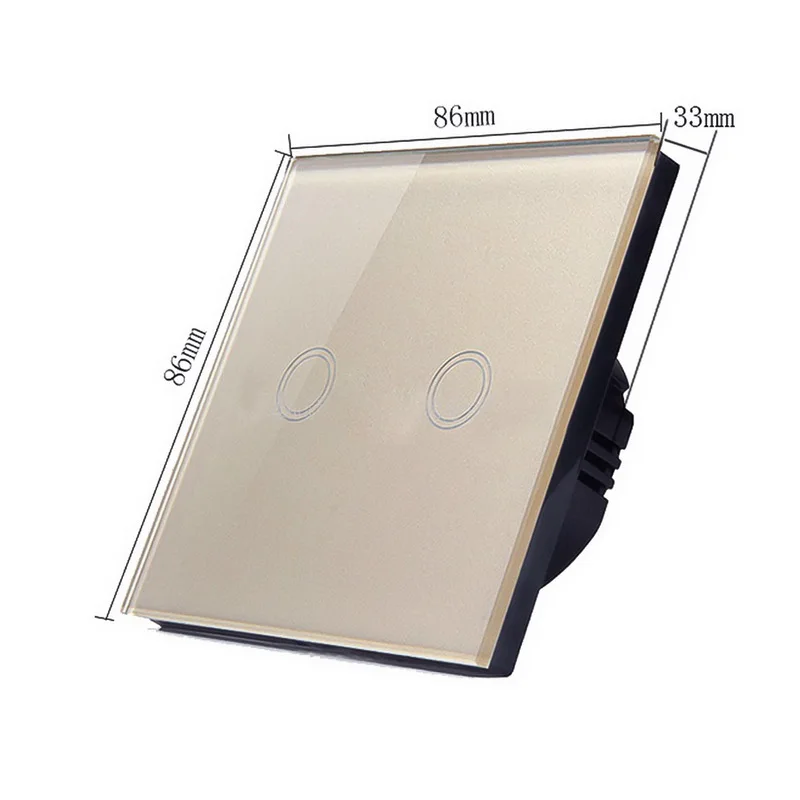 2 Gang 1 Way Gold Hoomall AC 110-240V 1/2/3 Gang 1 способ Смарт настенный Сенсорный экран переключатель светодиодный Кристалл Стекло Панель EU/UK Панель переключатель - Цвет: 2 Gang 1 Way Gold