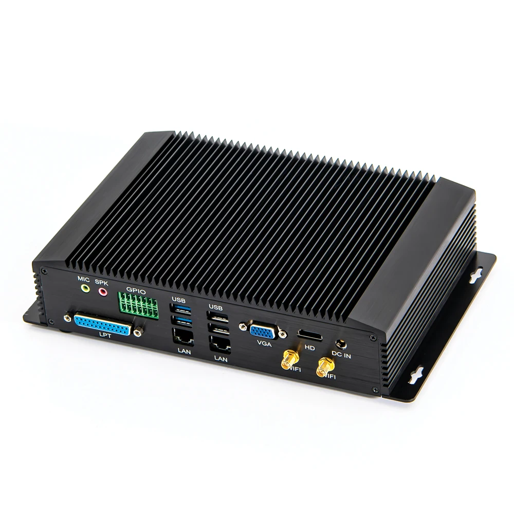 Мини ПК GPIO LPT 6 * COM с поддержкой RS232 422 485 безвентиляторный промышленный компьютер i7