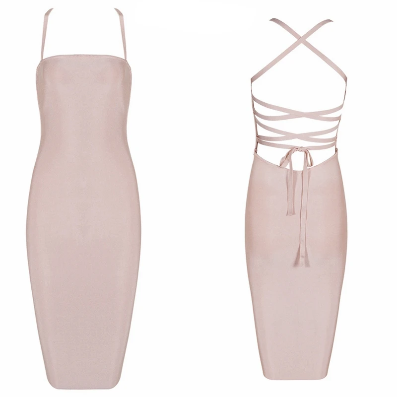 Специальное предложение 2019 новое облегающее Бандажное платье с лямкой на шее