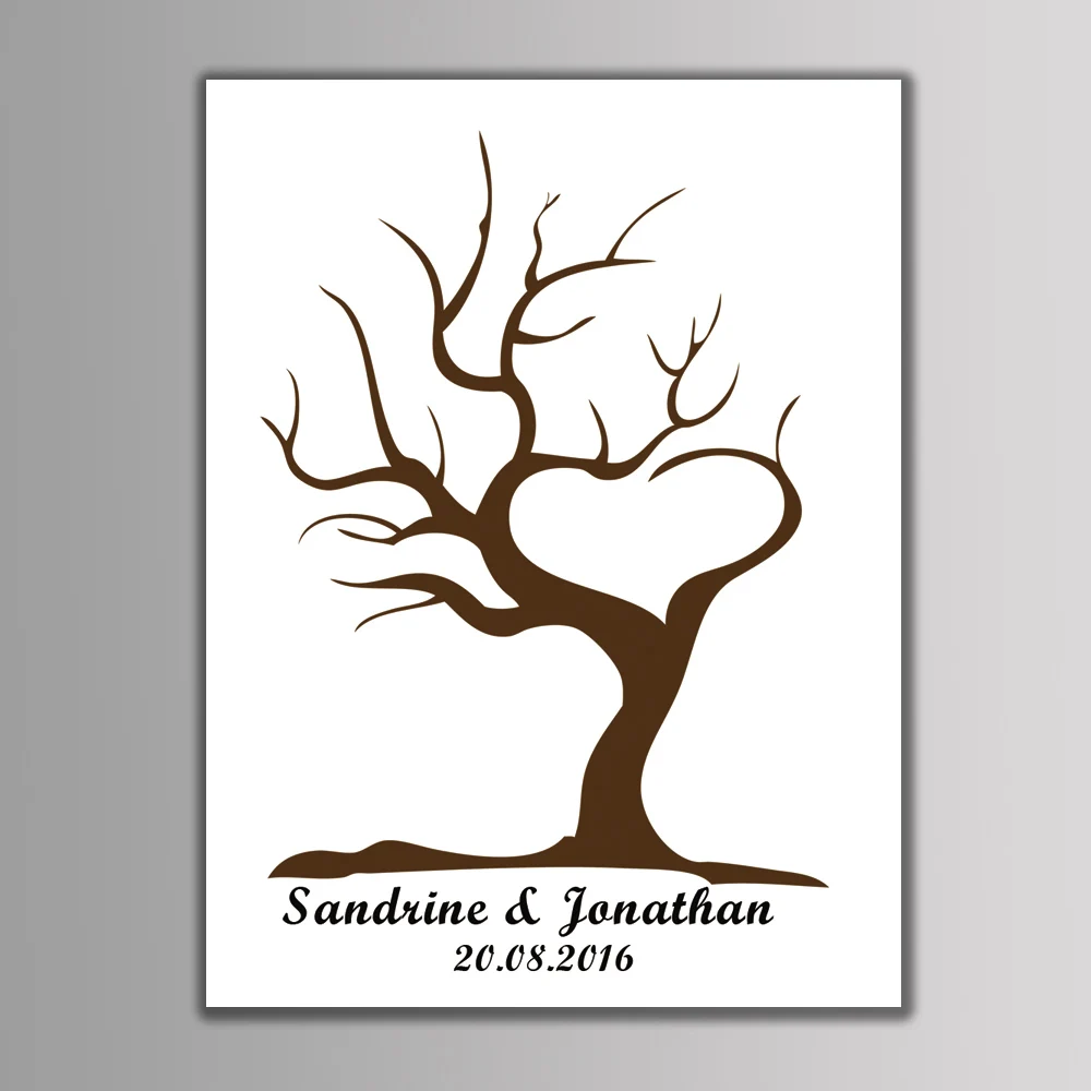 DIY ЛЮБОВЬ дерево отпечаток пальца подписи гостевые книги с чернильной подложкой