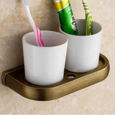 tooth brush holder Набор аксессуаров для ванной из твердой латуни, антикварный крючок для халата, держатель для бумаги, держатель для полотенец, мыльница, вешалка для полотенец, набор для ванной комнаты - Цвет: tooth brush holder