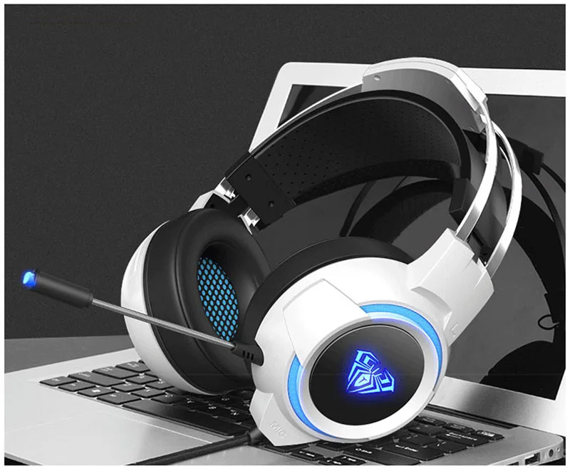 White 7.1 Профессиональная USB E-Sport игровая гарнитура 7,1 С светильник студийные наушники глубокий НЧ, Проводная гарнитура наушники для ПК ноутбука геймера - Цвет: White 7.1