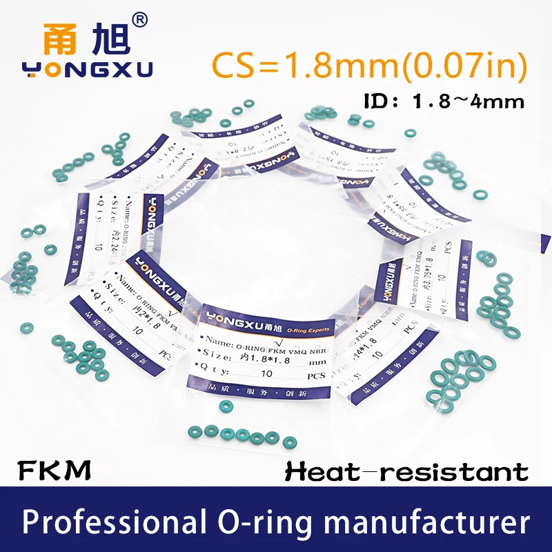 

15 шт./лот зеленые резиновые уплотнительные кольца FKM CS1.8mm толщина ID1.8/2/2.24/2.5/2.8/3.15/3.55/3.75/4*1,8 мм ORings, уплотнительная прокладка шайба