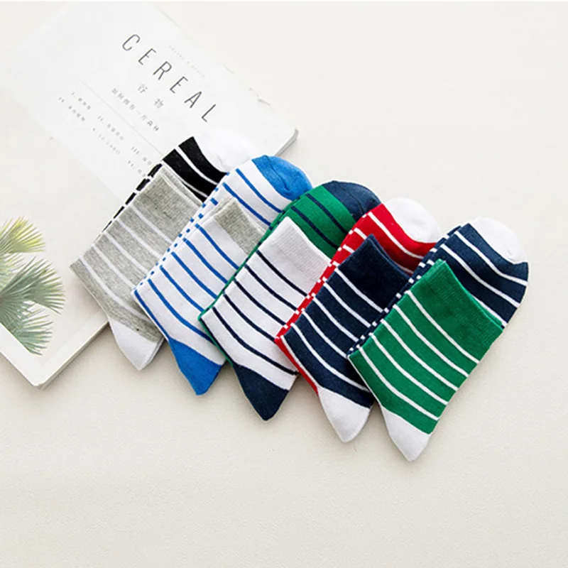 colorful 5 пар/лот, модные мужские хлопковые носки в полоску, длинные носки, мужские повседневные спортивные забавные носки, Осень-зима, calcetines Homme - Цвет: colorful