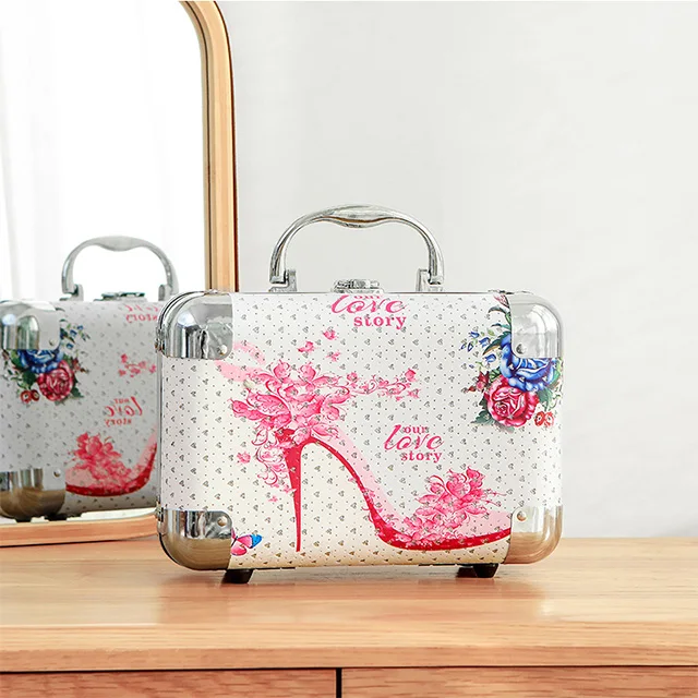 D-Cosmetic case HMUNII дорожный органайзер для бижутерии, коробка из искусственной кожи, портативный чехол для хранения колец, колье, браслеты для макияжа, двойная косметичка - Цвет: D-Cosmetic case