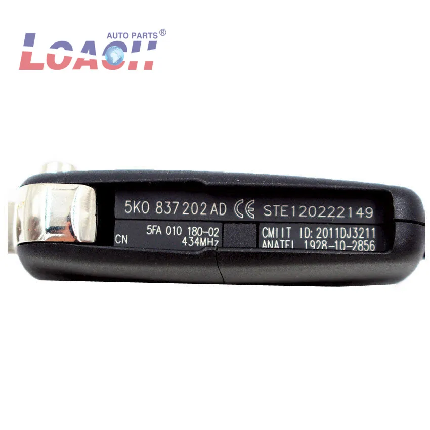 Для Фольксваген 5K0837202AD Beetle/Caddy/Eos/Golf/Je/tta/Polo/Scirocco/T Удаленный Флип-ключ 434 МГц 5K0 837 202 AD чип
