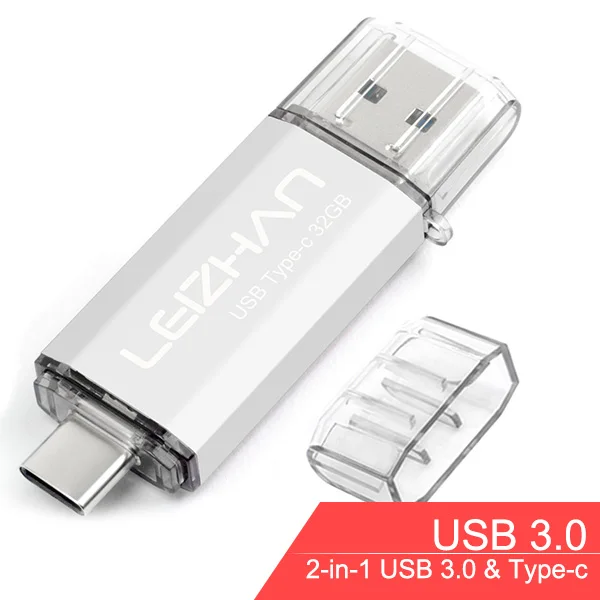 Type c-USB3.0-Sliver LEIZHAN USB C флеш-накопитель 256 ГБ TYPE-C Флешка USB 3,0 для samsung S10 S9 S8 флеш-накопитель 16 ГБ 32 ГБ 64 ГБ 128 ГБ флешка - Цвет: Type c-USB3.0-Sliver