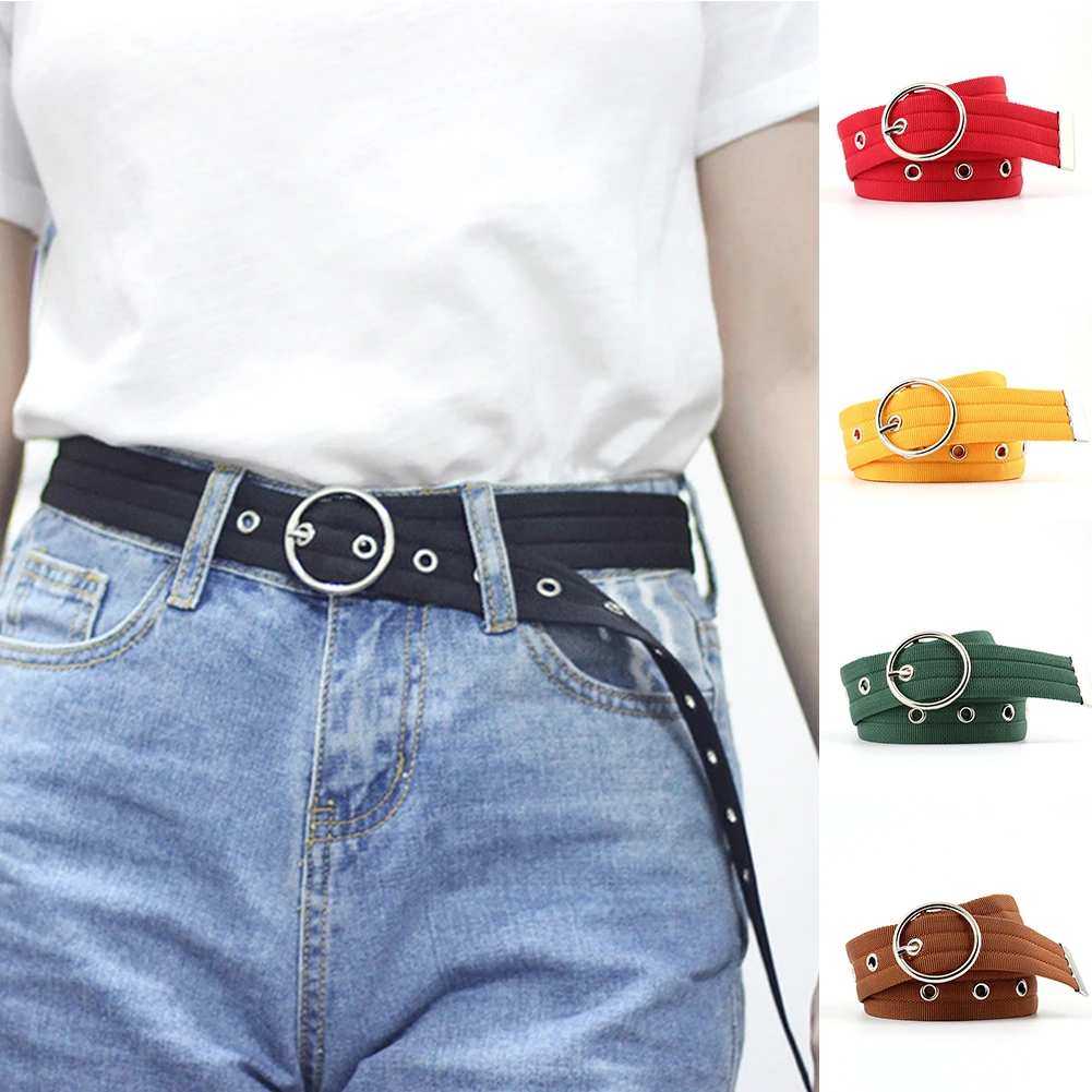 Ремень холщовый женский длиной 110 см с отверстиями для хвоста круглой