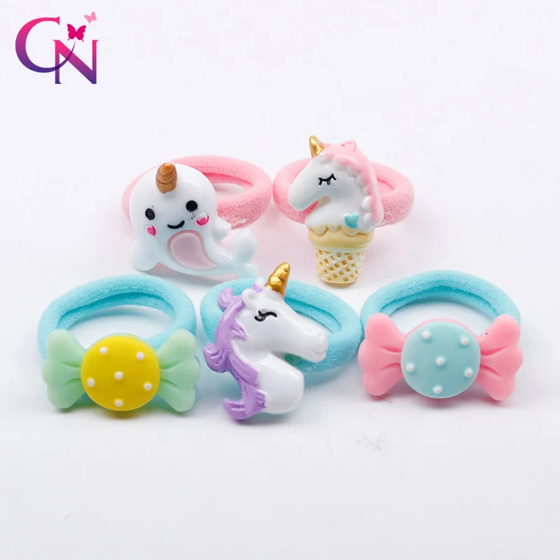 

CN 5 Pcs/lot Hair Accessories Kids Hair Band Nylon Elastic Hair Rope With Rabbit Ears Crown Stars Heart Glitter Scrunchie Band