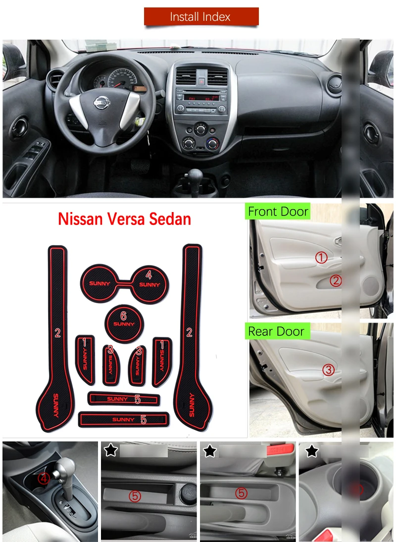 Противоскользящий резиновый коврик для ворот Nissan Versa Sedan N17 Almera Sunny Latio 2011 2012 2013 2014