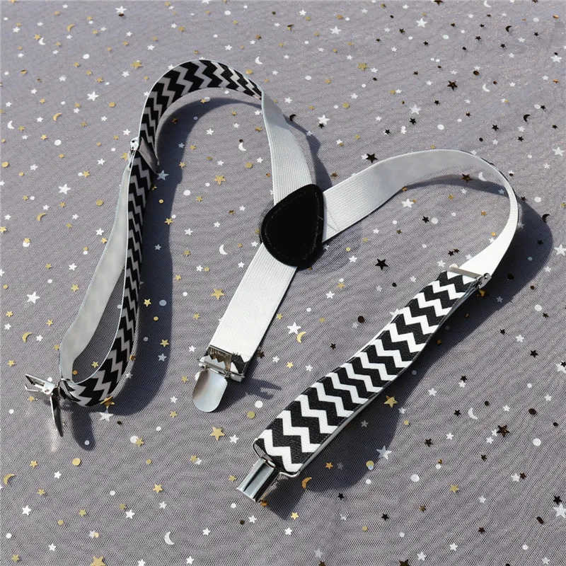 Классические детские подтяжки в черно белую полоску подвесной зажим для