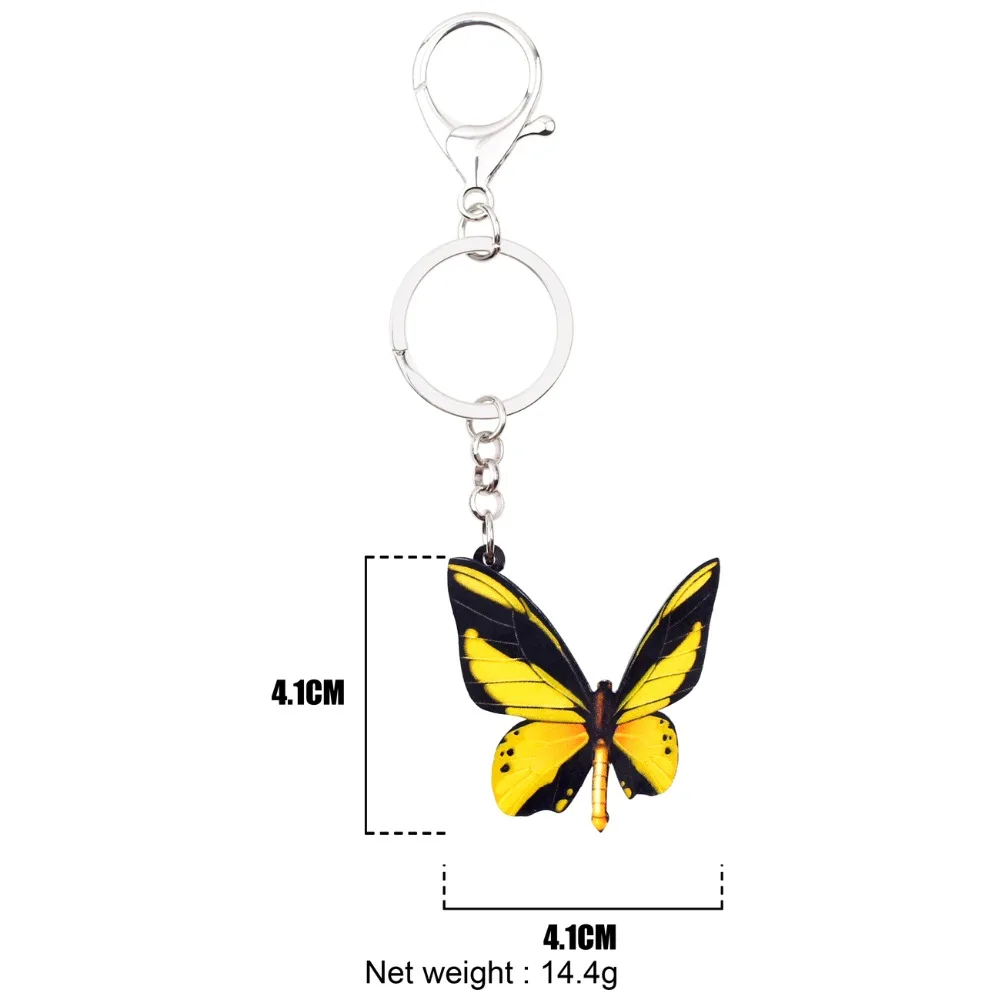 Брелки для ключей Bonsny акриловые брелки бабочки Ornithoptera женщин и девочек|Брелоки| |
