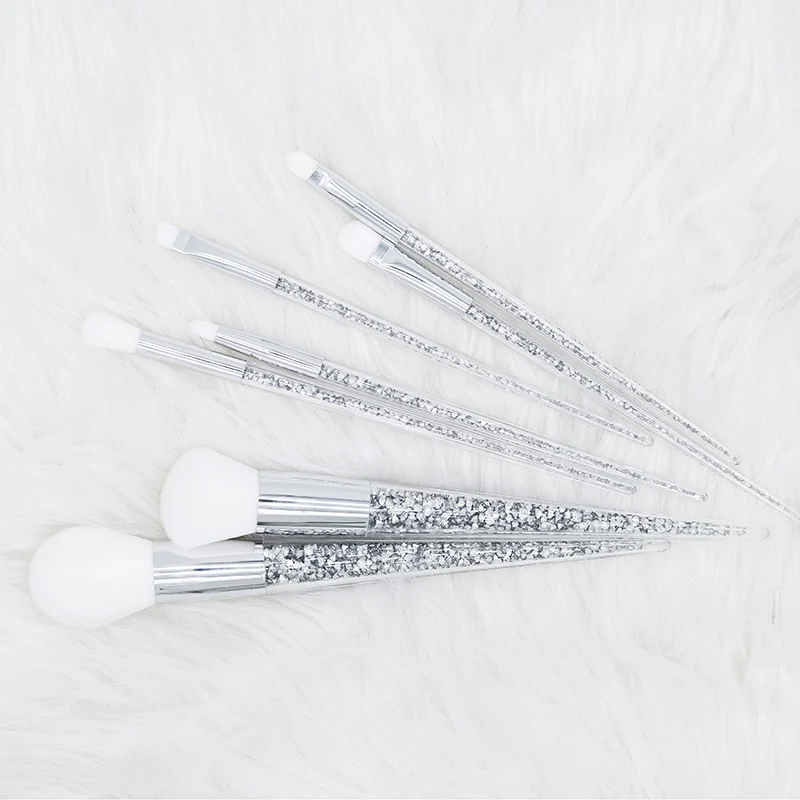 7 шт. серебряный алмазный Единорог Кристальные кисти для макияжа Набор тональная