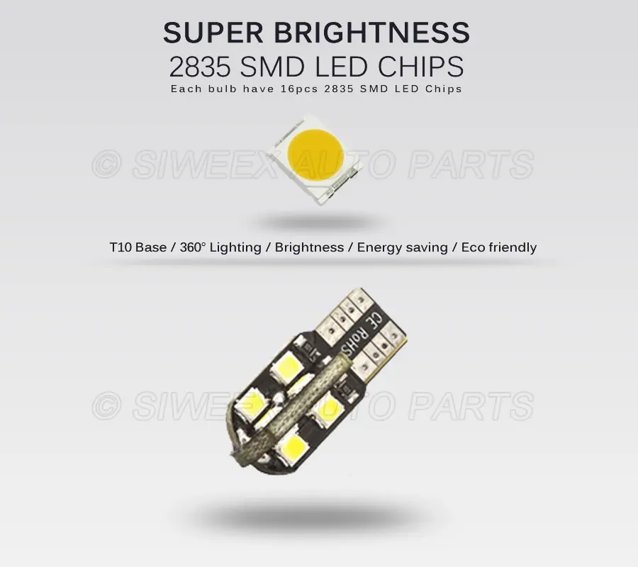 4 шт. светодисветодиодный T10 W5W 16 SMD 2835 боковой маркер купольные лампы для чтения