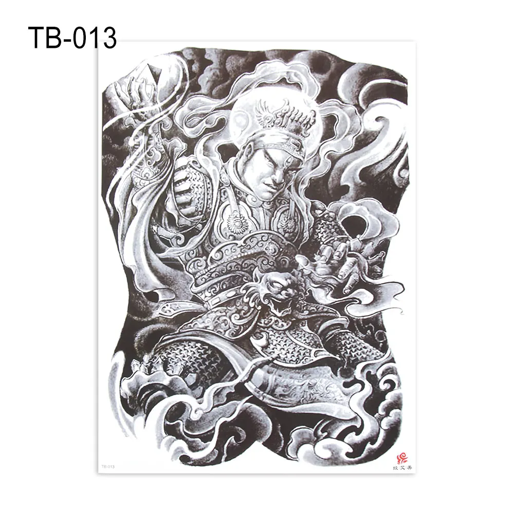 TB-013 48*34 см временные татуировки наклейки дизайн дракон Будда водонепроницаемый временные флэш татуировки полная спина грудь для мужчин - Цвет: TB-013