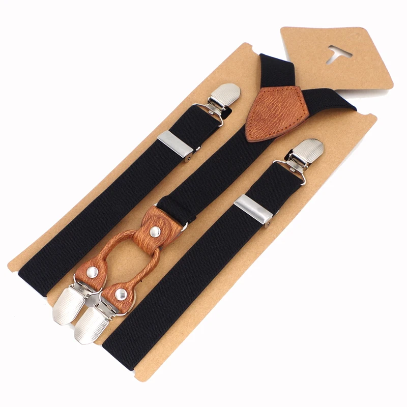 Kids Suspenders 4 Clips Leather Braces Suspensorio Elastic Adjustable Tirantes Bretelles 2.5*75cm New Fashion Design | Аксессуары для