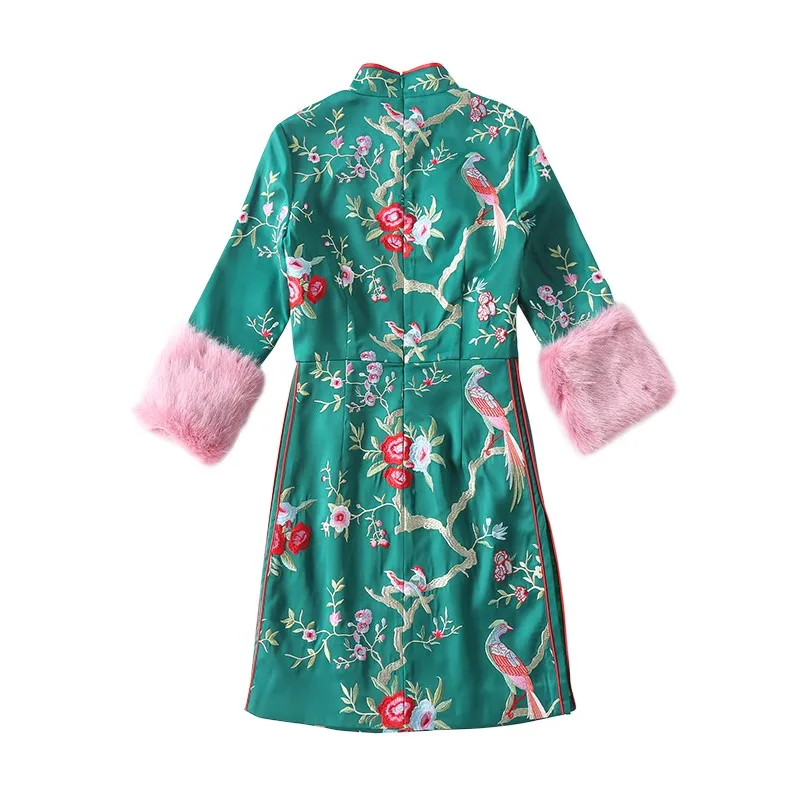 Винтажное платье в китайском стиле традиционное платье-Ципао с вышивкой и
