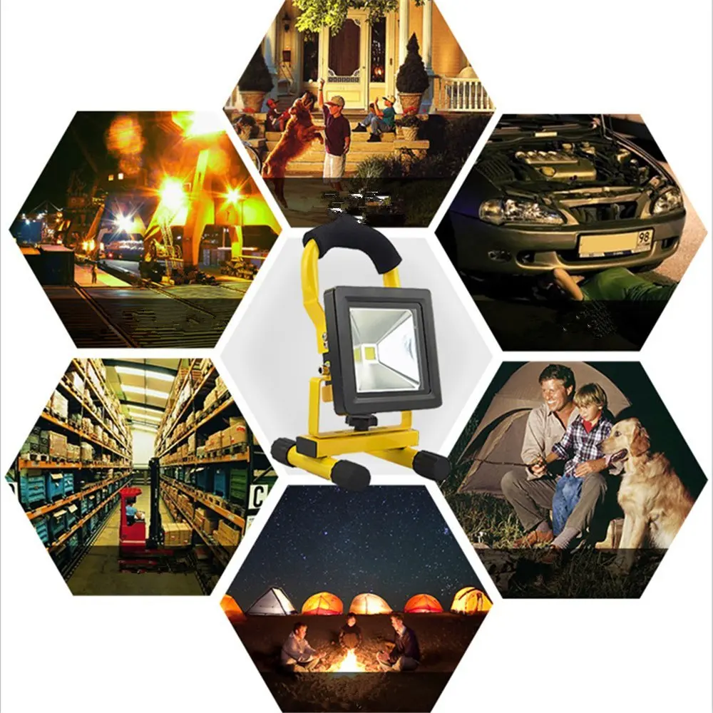 

10W Rechargeable Slim Led Floodlight IP65 Waterproof DC5V Portable Lantern Camping Light Adapter+ Car Charger