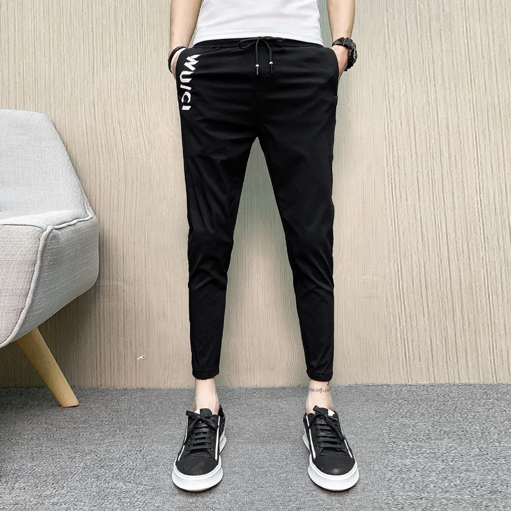 Модные летние штаны 2019 мужские брендовые Новые облегающие для уличного бега