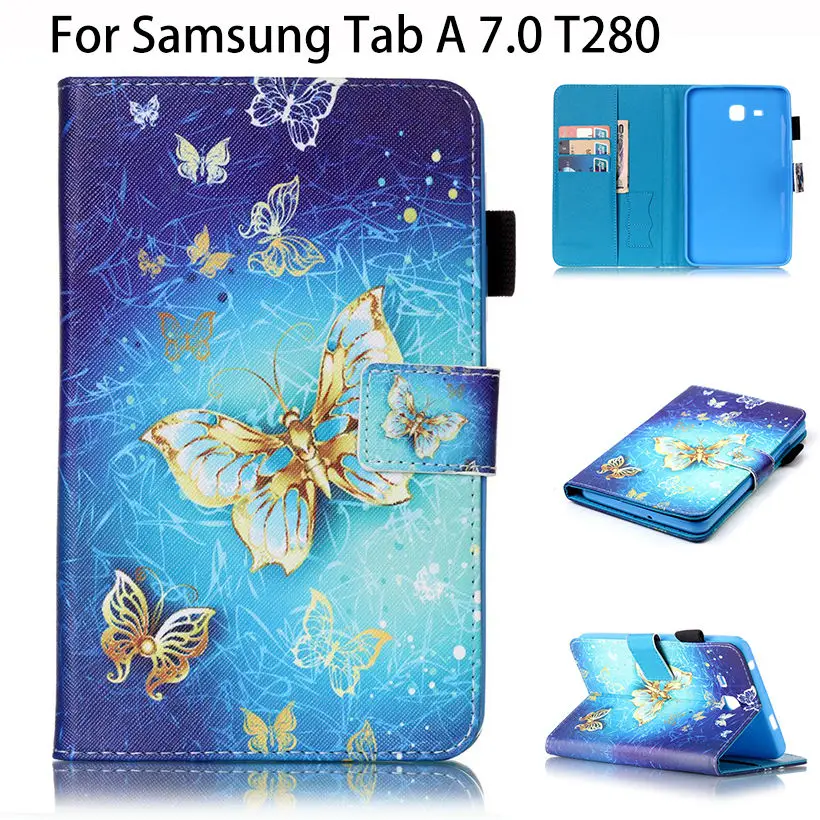 Окрашенный чехол из искусственной кожи для Samsung Galaxy Tab A a6 7 0 T280 T285 SM Чехлы планшета
