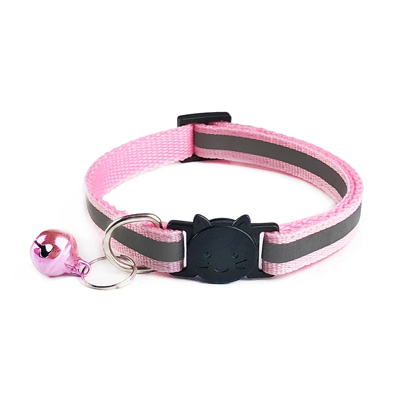 Pink 1,0 ошейник для собак, кошек, питомцев, регулируемое модное нейлоновое ожерелье с колокольчиком для безопасности в ночное время, яркая Светоотражающая безопасная Пряжка для кошачьей головы - Цвет: Pink