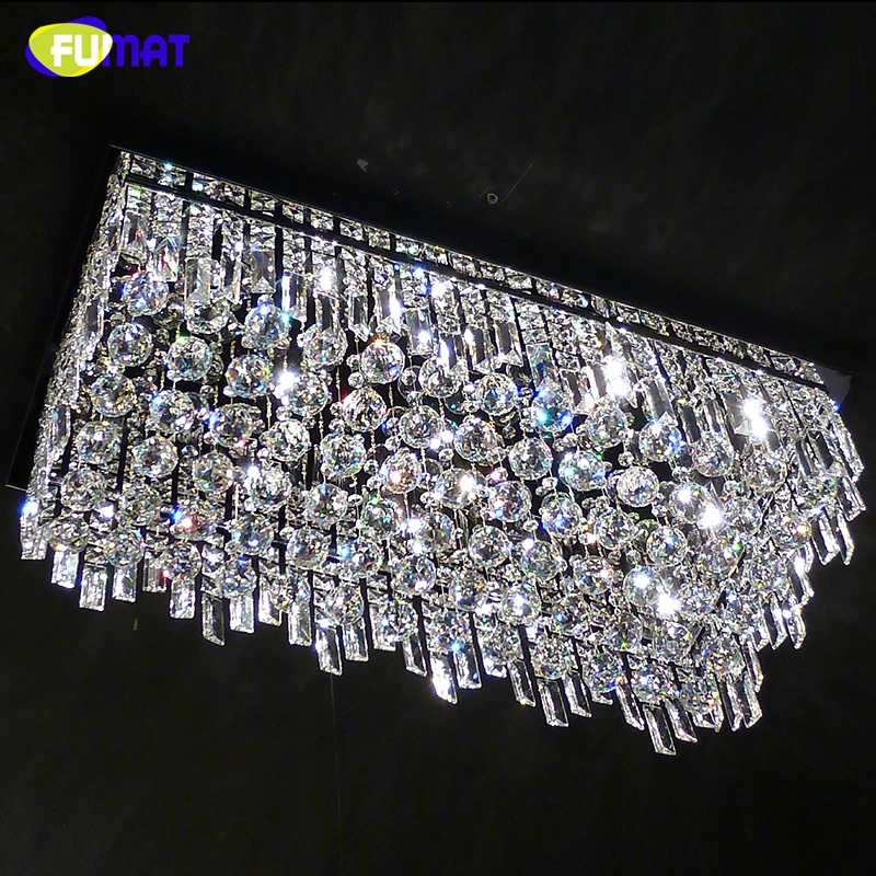Потолочная люстра из кристаллов FUMAT K9 прямоугольная для гостиной столовой