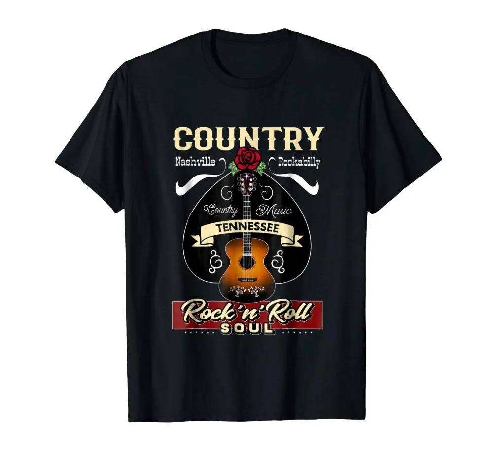 Camiseta de manga corta con cuello redondo para hombre, camisa Hipster personalizada de moda de verano, estilo Rockabilly de los años 1950, con estampado de la Música del País de USA Nashville