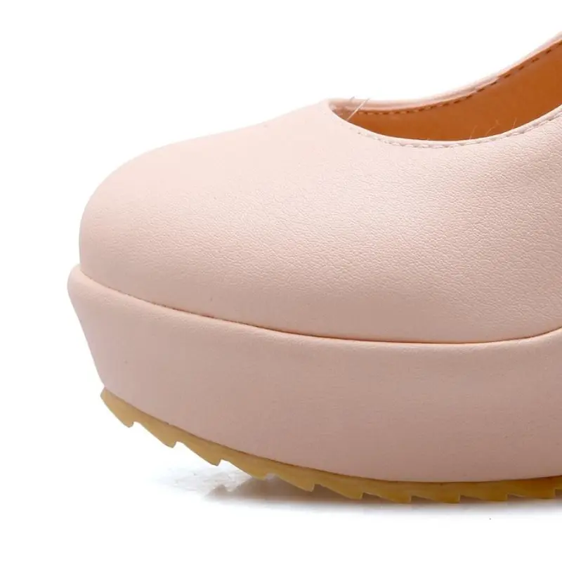 

XJRHXJR 4 Colors Women Pumps String Bead Platform Wedges Round Toe Shoes Women Elegant Sweety Office Ladies Footwear size 34-39