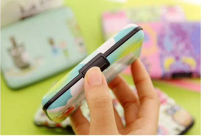 L39 Kawaii Сова 7 карманов пластиковая коробка дизайн держатель для карт Кредитная/банковская карта Чехол кошелек визитница для хранения