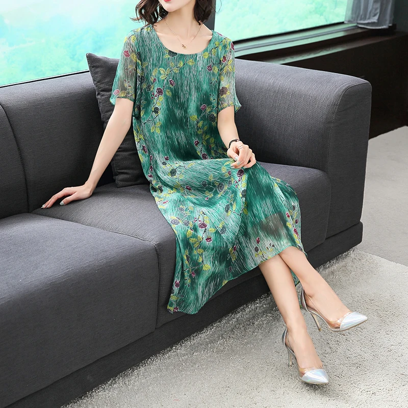 Женское Свободное платье с цветочным принтом Повседневное из искусственного