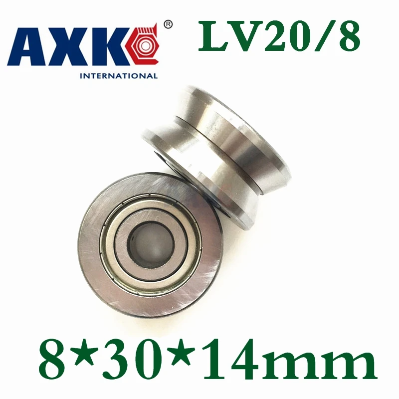 Axk 10 шт Высокое качество Abec-5 Z2v2 V Groove направляющие роликовые подшипники Lv20/8 Zz V-30