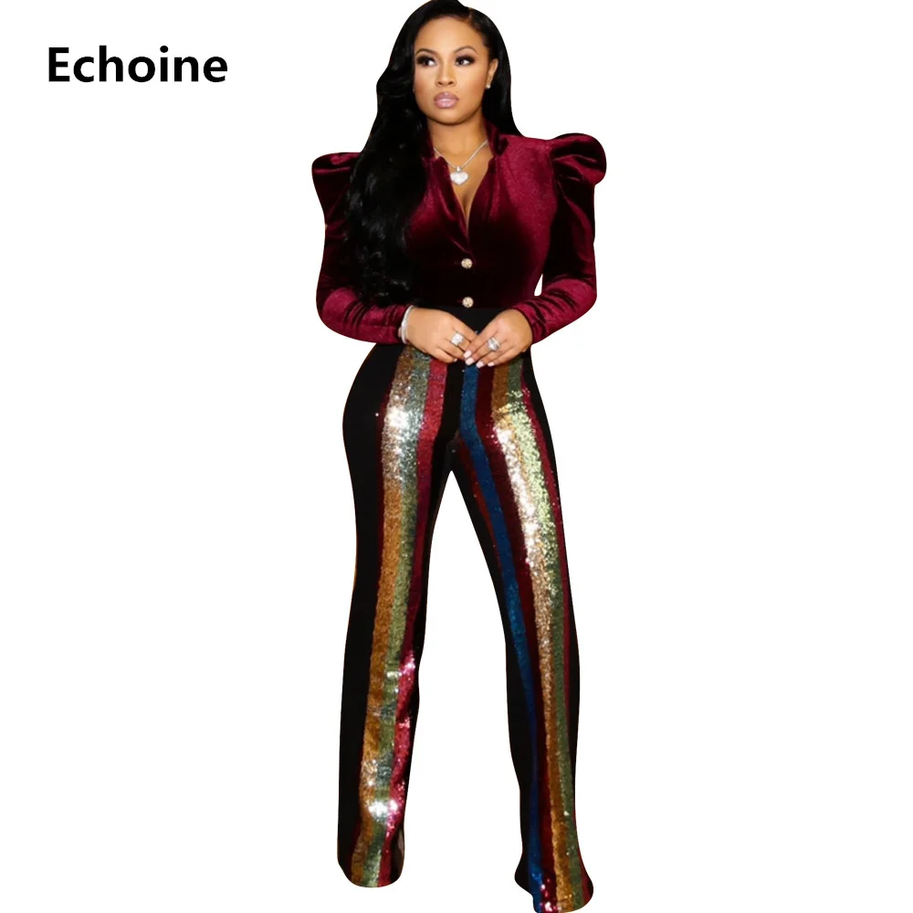 Женские брюки в полоску с блестками облегающие длинные высокой талией|Брюки| |